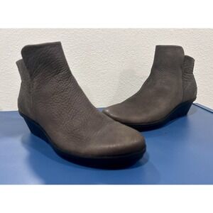 ECCO Skyler Low Wedge Bootie Womens 37 EU 6 US Buttery Gray Leather Waterproof